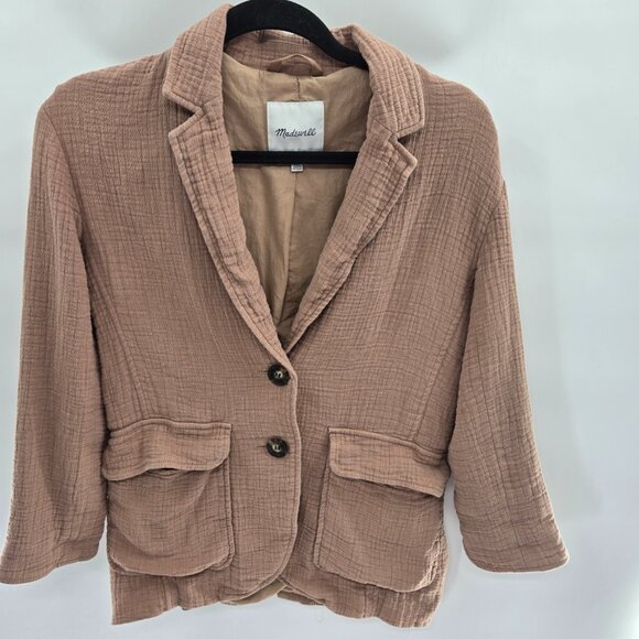 Madewell Beige Faded Earth Larsen Cotton Linen Textured Blazer XXS - Picture 1 of 14